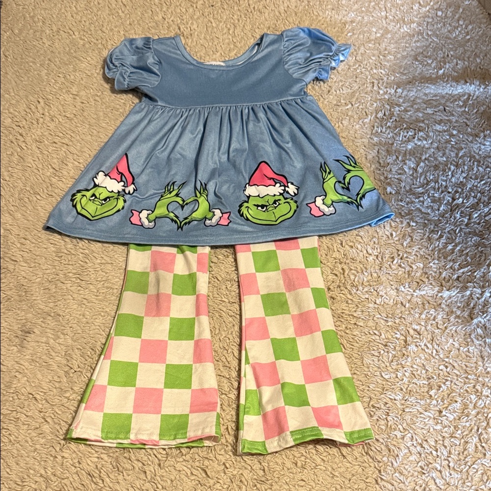 Toddler Rylee Faith Grinch Bell Bottom Outfit